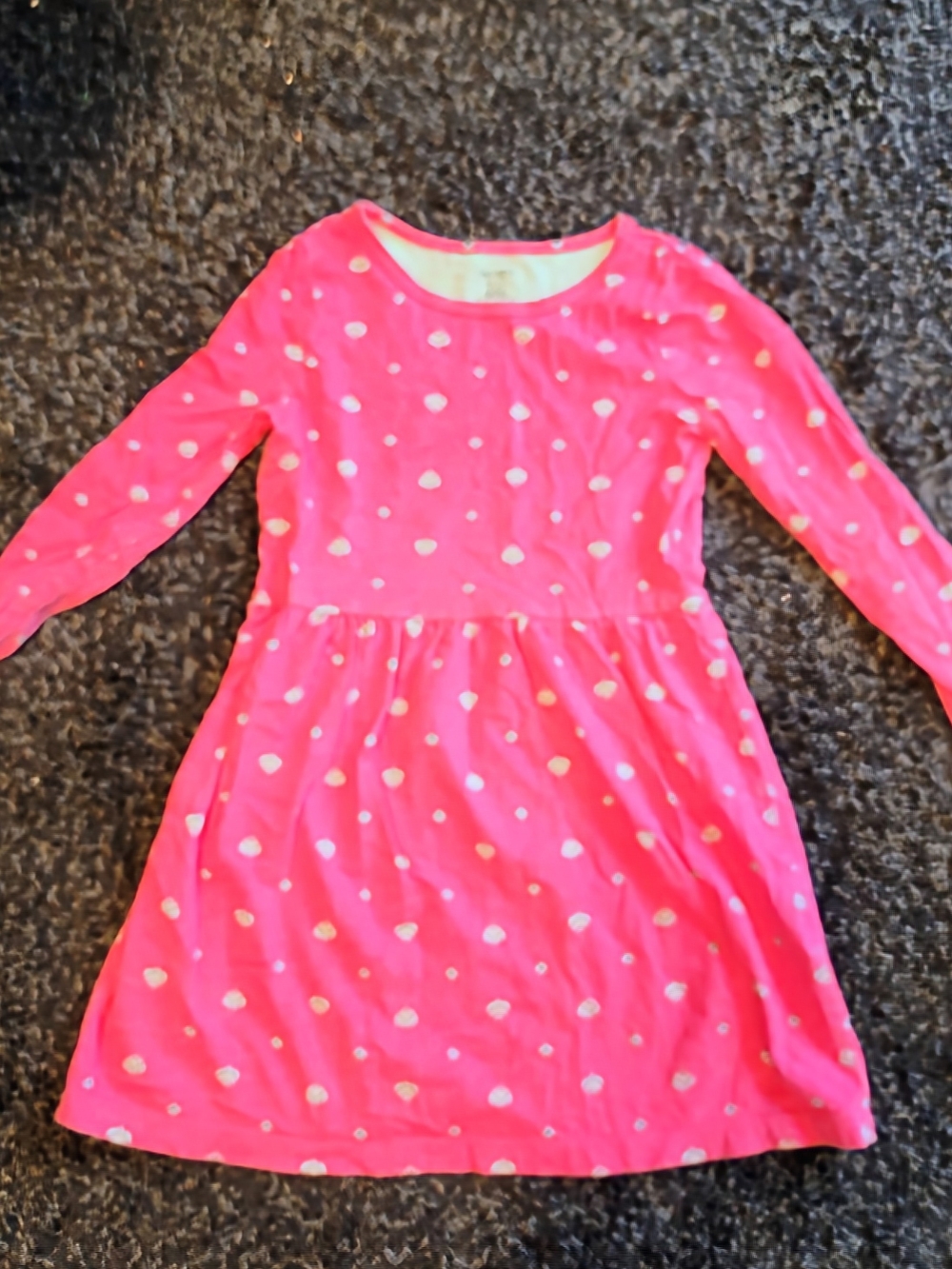 Girls' Pink Heart Print Long Sleeve Dress